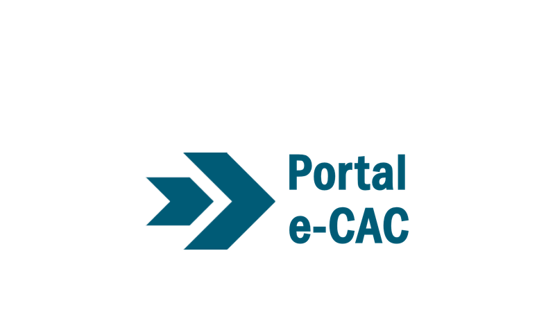 Marca oficial do Portal e-CAC, com s&iacute;mbolo de setas e nome em duas linhas.
